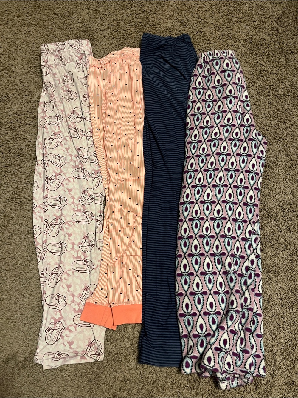Women’s Pajama Pants - Peach Polka Dot, Navy Stripe, Pink Floral, Purple Pattern